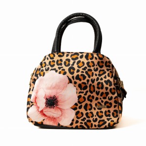 Kuferek Damski ANIMAL PRINT – Wegański, W Cętki Z Kwiatem, Duża Pojemność (2w1)
